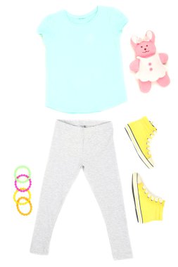 küçük kız, beyaz izole için güzel elbiseler