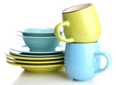 renkli sofra üzerinde beyaz izole temiz