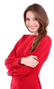 çekici bir kadın üzerinde beyaz izole