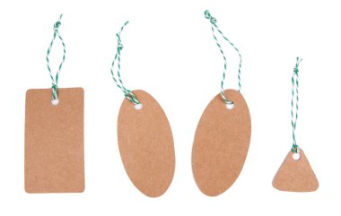 Etiketler üzerinde beyaz izole