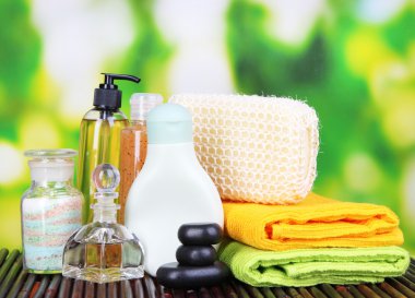 parlak arka plan bambu hasır Spa ayarı