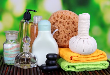 parlak arka plan bambu hasır Spa ayarı