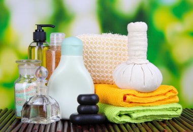 parlak arka plan bambu hasır Spa ayarı
