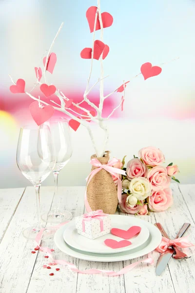 Configuração de mesa de férias romântico, close-up — Fotografia de Stock