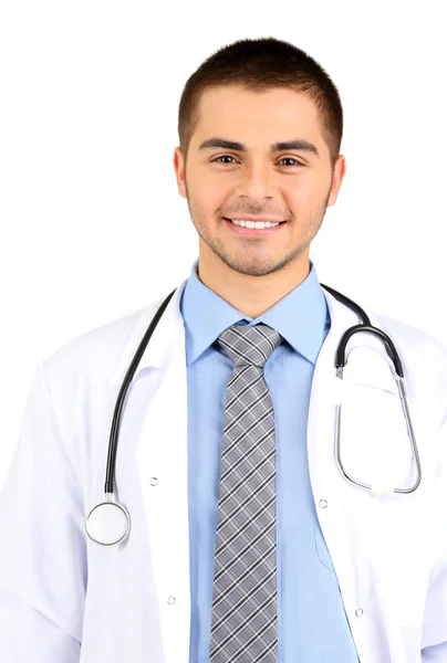Mannelijke arts geïsoleerd op witte achtergrond — Stockfoto
