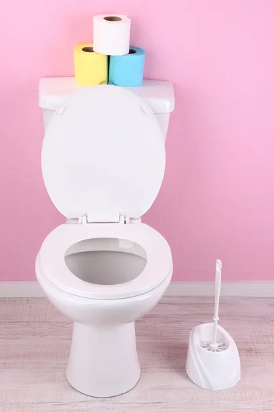 White toilet bowl in bathroom — Stock Photo, Image