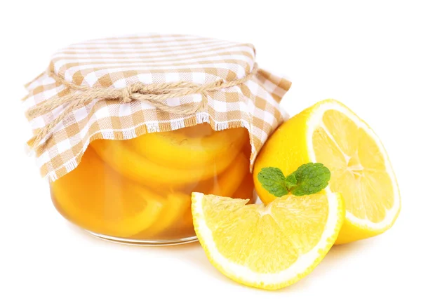 Confiture de citron savoureux isolé sur blanc — Photo