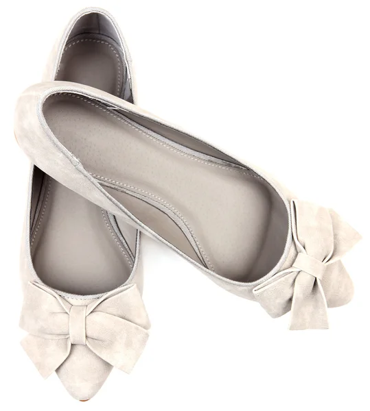 Krásné šedé ženské boty, izolované na bílém — Stock fotografie