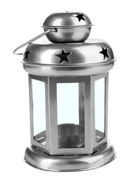 Lanterna metálica decorativa isolada em branco — Fotografia de Stock
