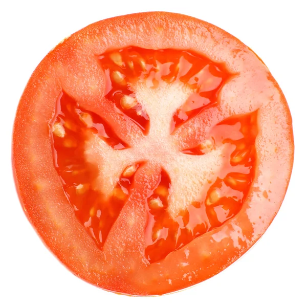 Scheibe frischer Tomaten, isoliert auf weiß — Stockfoto