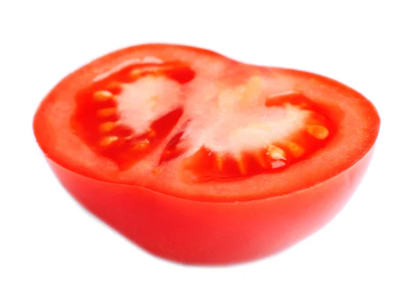 Taze domates, üzerinde beyaz izole yarısı — Stok fotoğraf