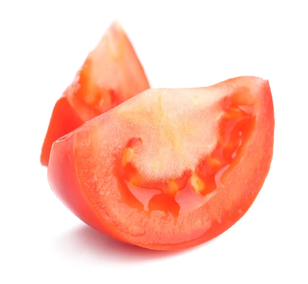 Slices of fresh tomato, isolated on white — Stock Photo, Image