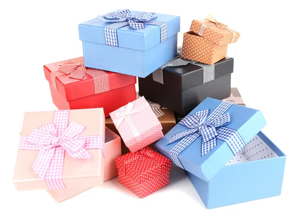 Cajas de regalo aisladas en blanco — Foto de Stock