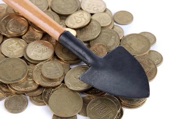 Mynt med spade närbild — Stockfoto