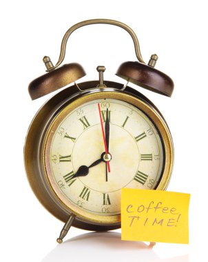 çalar saat üzerinde beyaz izole çıkartması