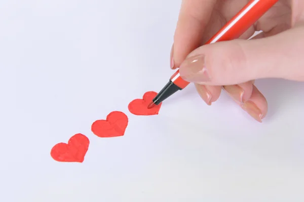 Heart drawn in pencil on a paper sheet close-up — Stock Photo, Image