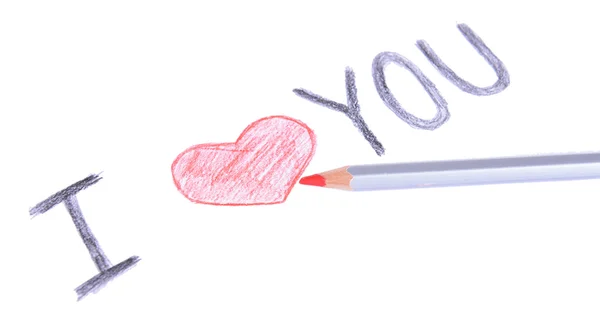 Corazón dibujado a lápiz sobre una hoja de papel de primer plano — Foto de Stock