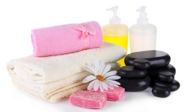 güzel spa ayarı ile üzerine beyaz izole çiçek