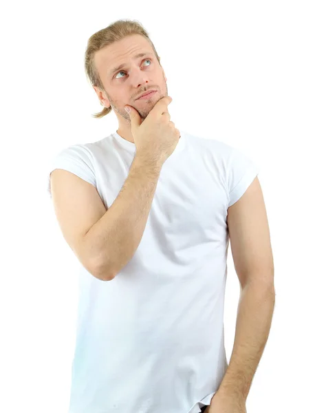 Beau jeune homme isolé sur blanc — Photo