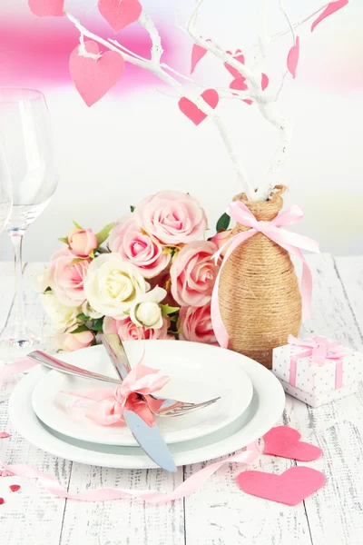 Romantic holiday table setting, close up — Stock Photo, Image