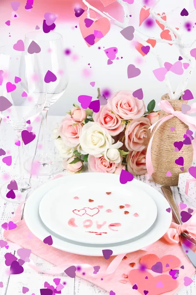 Romantic holiday table setting, close up — Stock Photo, Image