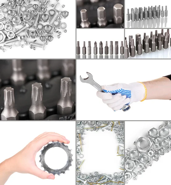 Collage of metal workshop tools — Stock Photo, Image