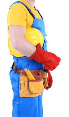 genç bir işçi beyaz izole