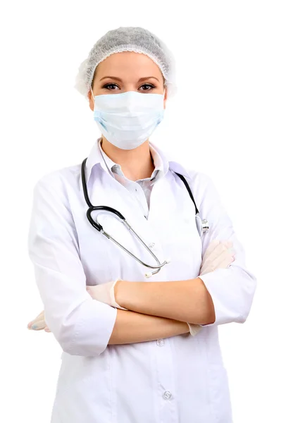 Trabalhador médico isolado em branco — Fotografia de Stock