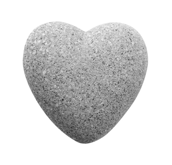 Grey stone in shape of heart, isolated on white — Stock Photo, Image