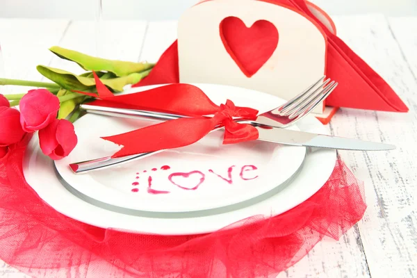 Romantic holiday table setting, close up — Stock Photo, Image