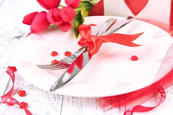 Romantico tavolo delle vacanze, da vicino — Foto Stock