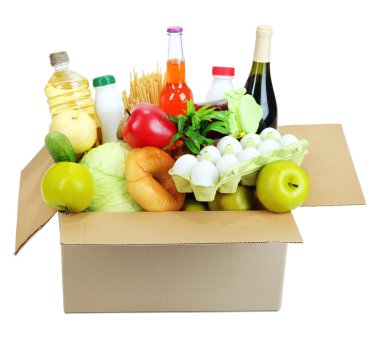 Beyaz izole ürünleri ile kutu