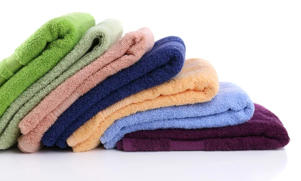 Colorful towels isolated on white — Stock Photo, Image