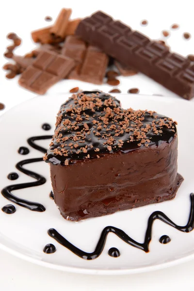 Édes sütemény, csokoládé, a lemez közelről — Stock Fotó