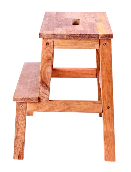 Piccola scala in legno, isolata su bianco — Foto Stock