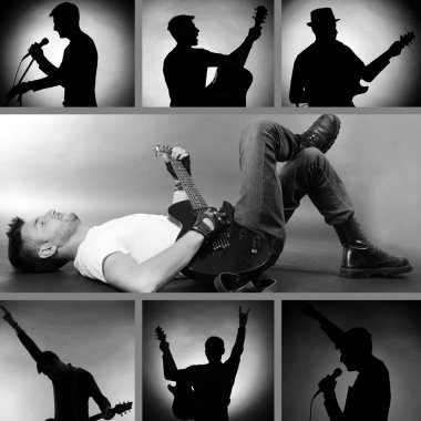 gitar ile müzik collage.young müzisyen