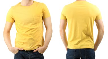 t-shirt üzerine beyaz izole genç adam