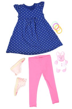 küçük kız, beyaz izole için güzel elbiseler