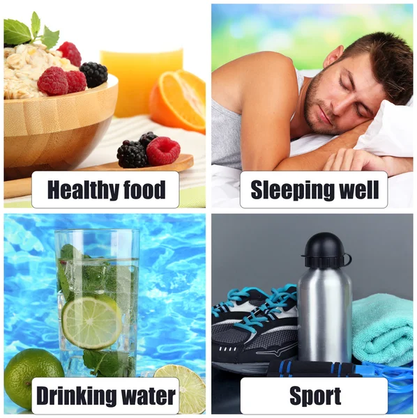 Collage of healthy lifestyle — Stock Photo, Image