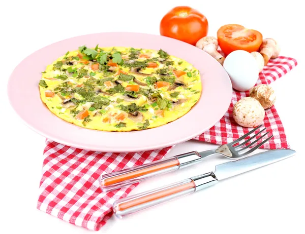 Omelet with mushrooms isolated on white — Stock Photo, Image