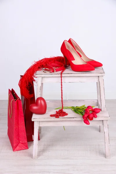 Beautiful red female accessories — Stock Photo, Image