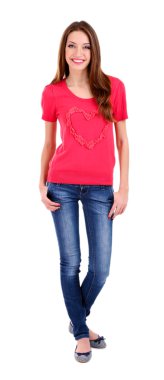 çekici bir kadın üzerinde beyaz izole