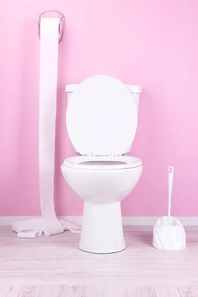 White toilet bowl in bathroom — Stock Photo, Image