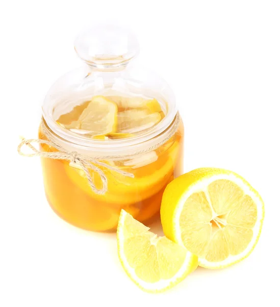 Вкусный лимонный джем, изолированный на белом — стоковое фото