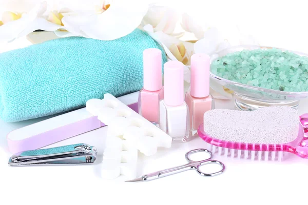 Conjunto de pedicure isolado em branco — Fotografia de Stock