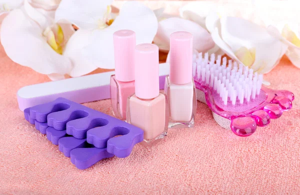 Pedicure set on table close-up — Stock Photo, Image
