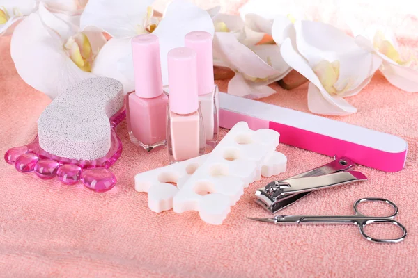 Pedicure set on table close-up — Stock Photo, Image