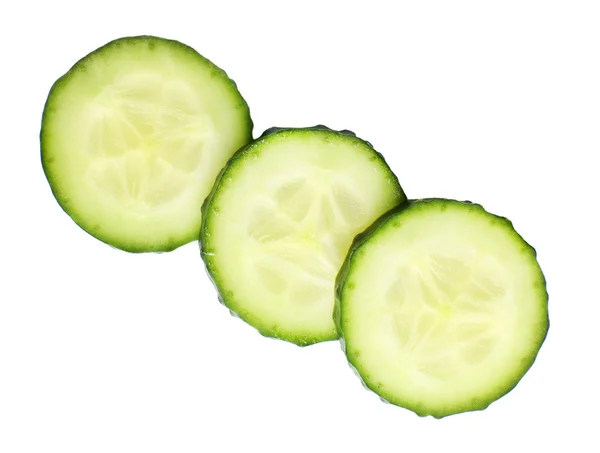 Sliced fresh cucumber, isolated on white — Stock Photo, Image