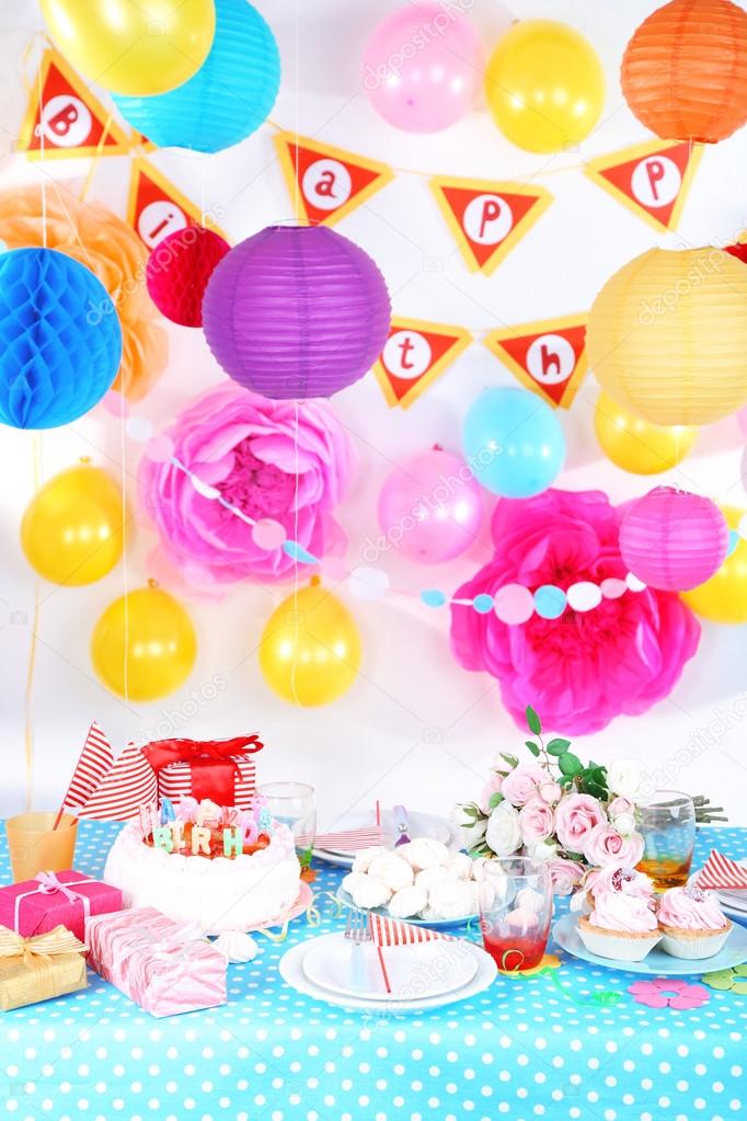 Festive Table Setting For Birthday On Celebratory Decorations Stock Photo By Belchonock 40643041 Festive Table Setting For Birthday On, Simple Table Setting For Birthday
