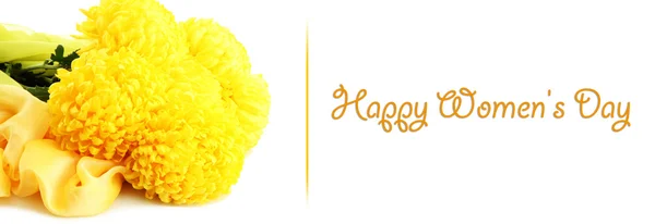 Bukiet Chryzantemy żółty jasny kwiaty na tkaniny, na białym tle — Zdjęcie stockowe